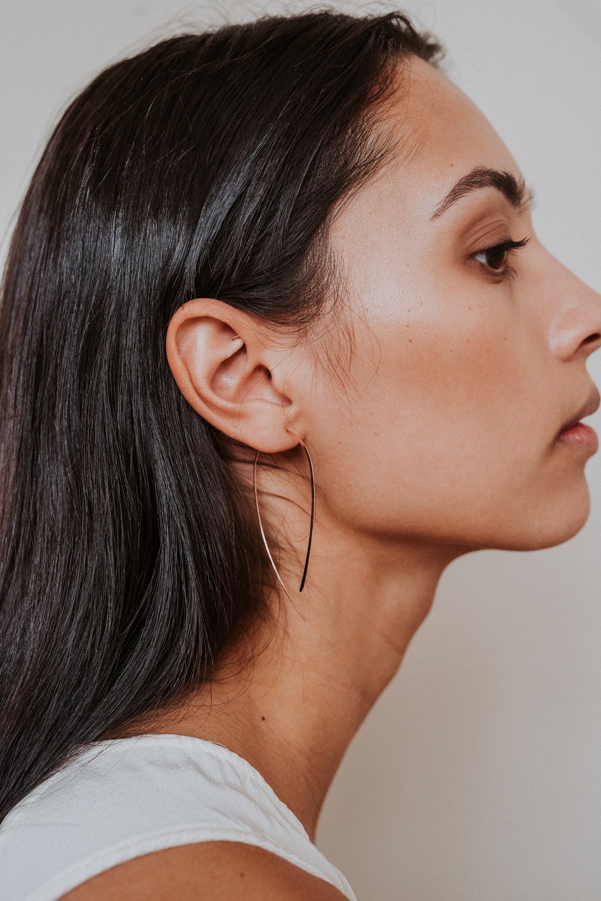 U-Shaped Threader Hoop Earrings, Gold Fill, Rose Gold Fill or Sterling Silver