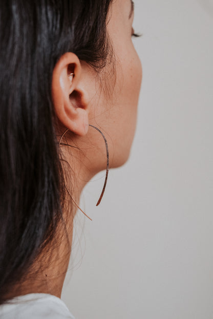 U-Shaped Threader Hoop Earrings, Gold Fill, Rose Gold Fill or Sterling Silver