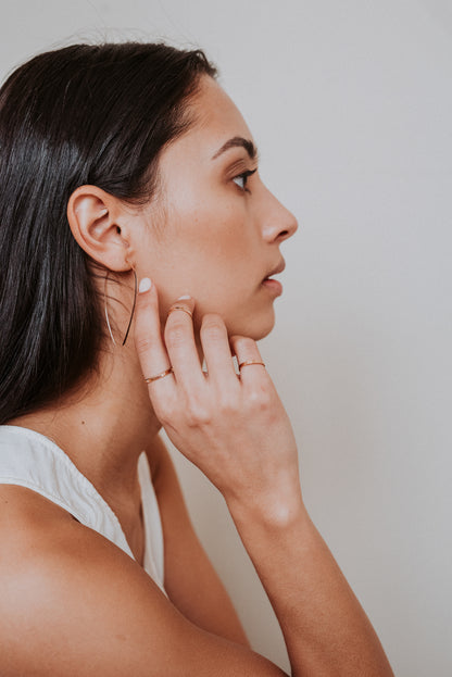 U-Shaped Threader Hoop Earrings, Gold Fill, Rose Gold Fill or Sterling Silver