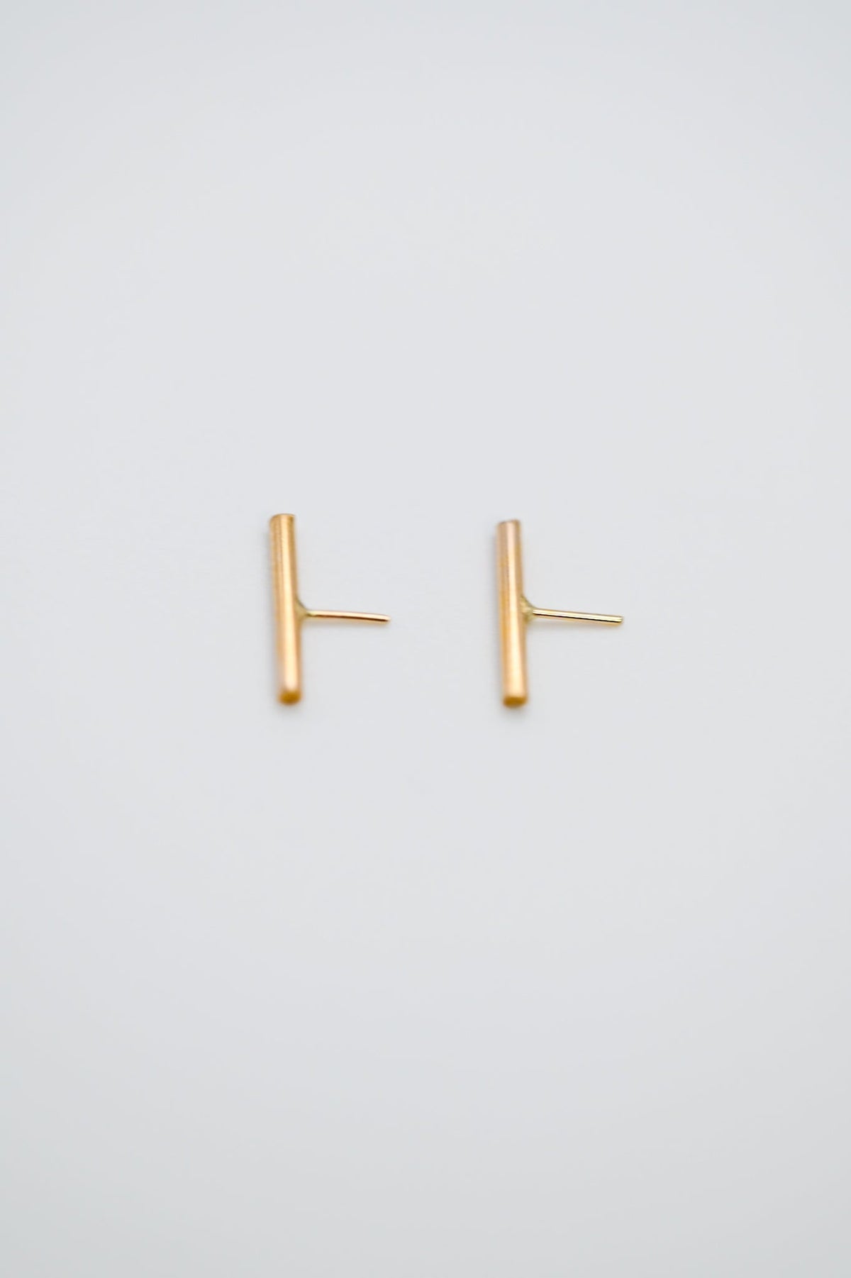 Mini Bar Flat Back Stud Earring, Solid Gold or Rose Gold