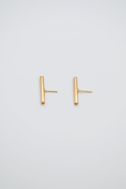 Mini Bar Flat Back Stud Earring, Solid Gold or Rose Gold