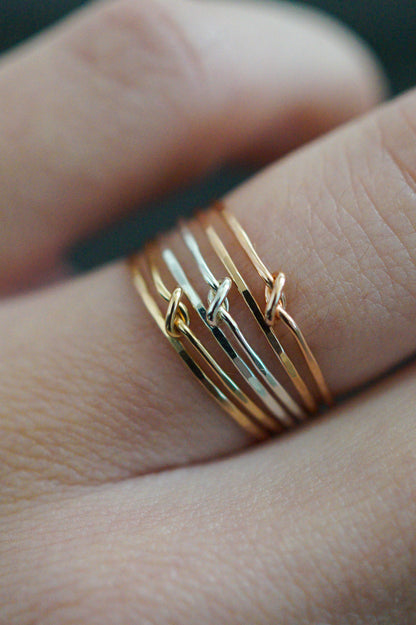 Thin Closed Knot Set of 2 Stacking Rings, Gold Fill, Rose Gold Fill or Sterling Silver