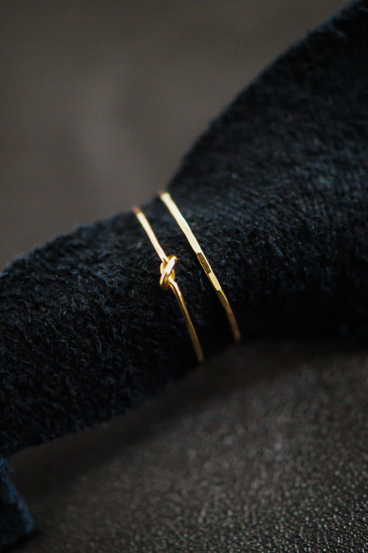 Thin Closed Knot Set of 2 Stacking Rings, Gold Fill, Rose Gold Fill or Sterling Silver