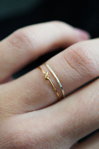 Thin Closed Knot Set of 2 Stacking Rings, Gold Fill, Rose Gold Fill or Sterling Silver
