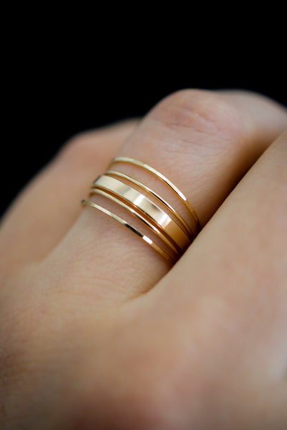 The Minimal Mirror Set of 5 Stacking Rings, Gold Fill, Rose Gold Fill or Sterling Silver