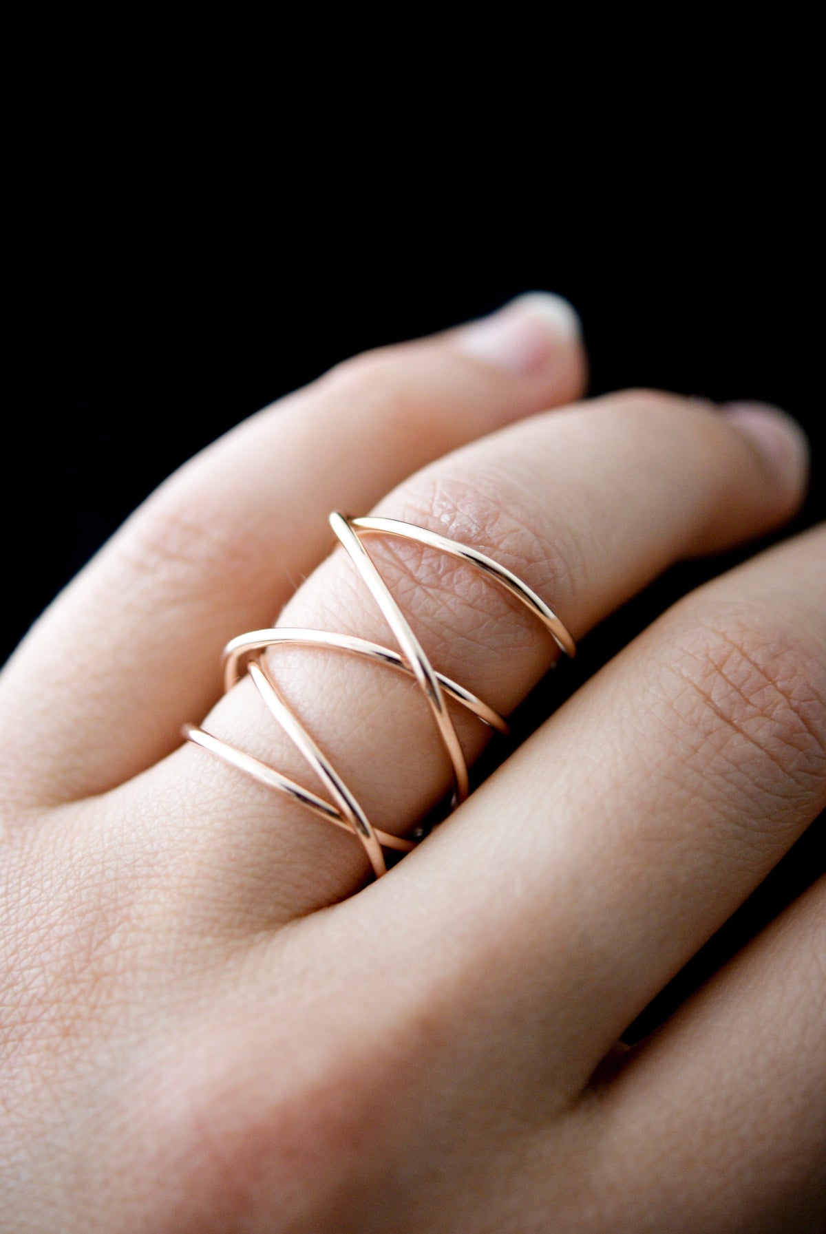 Extra Large Wraparound Ring, Solid 14K Rose Gold