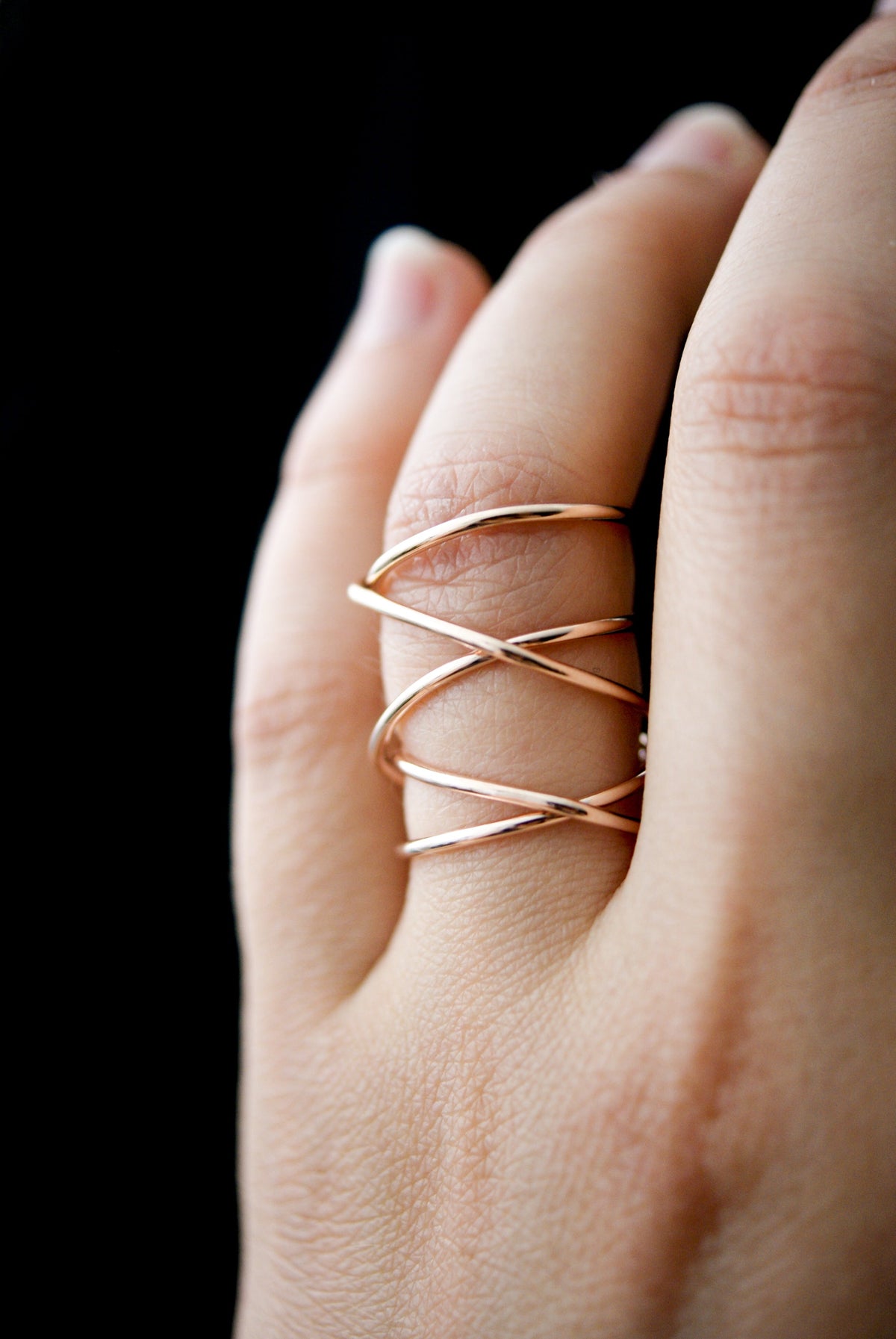 Extra Large Wraparound Ring, Solid 14K Rose Gold