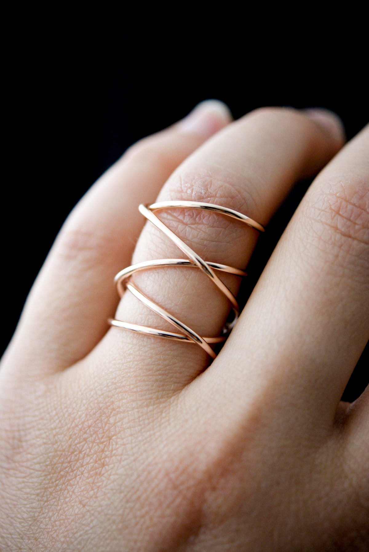 Extra Large Wraparound Ring, Solid 14K Rose Gold