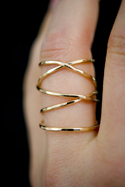 Extra Large Wraparound Ring, Solid 14K Gold