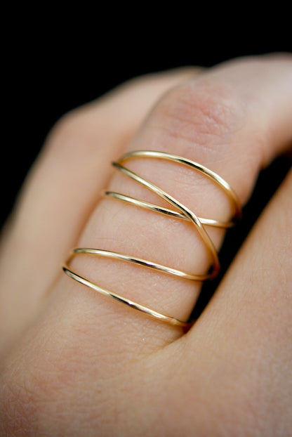 Extra Large Wraparound Ring, Solid 14K Gold