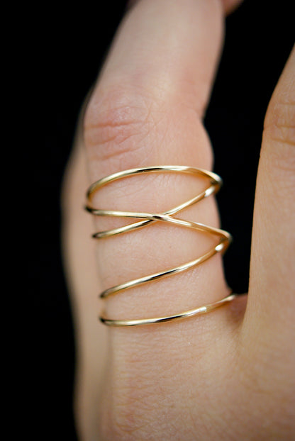 Extra Large Wraparound Ring, Solid 14K Gold