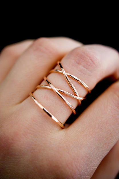 Extra Large Wraparound Ring, Solid 14K Rose Gold