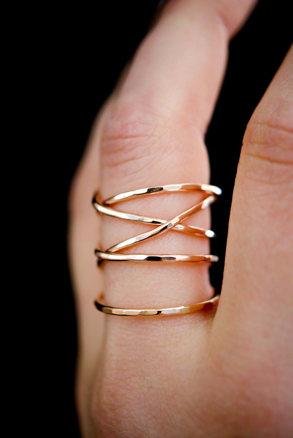 Extra Large Wraparound Ring, Solid 14K Rose Gold