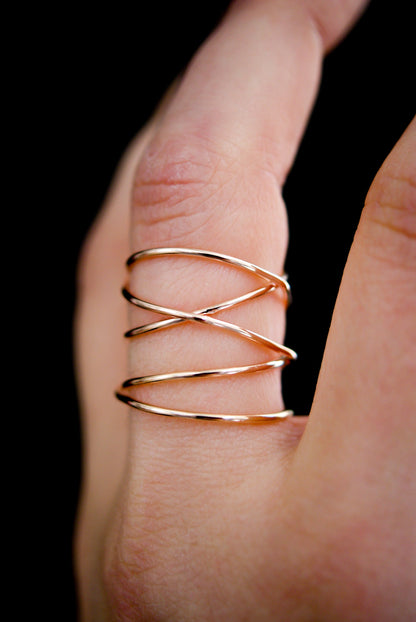 Extra Large Wraparound Ring, Solid 14K Rose Gold