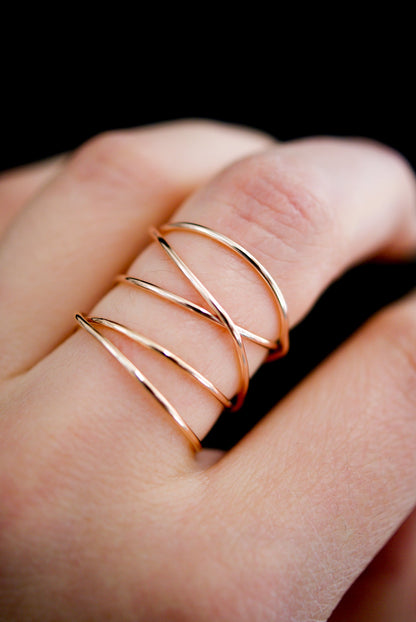 Extra Large Wraparound Ring, Solid 14K Rose Gold