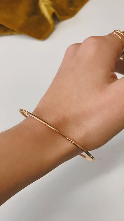 Lined Bangle Bracelet, Gold Fill, Rose Gold Fill, or Sterling Silver