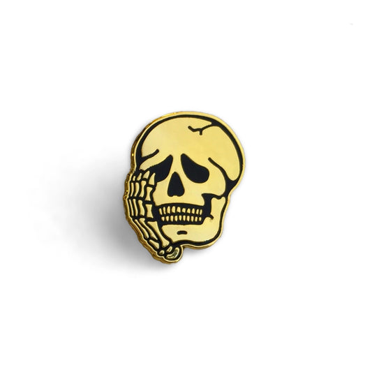 Worried Skull Enamel Pin