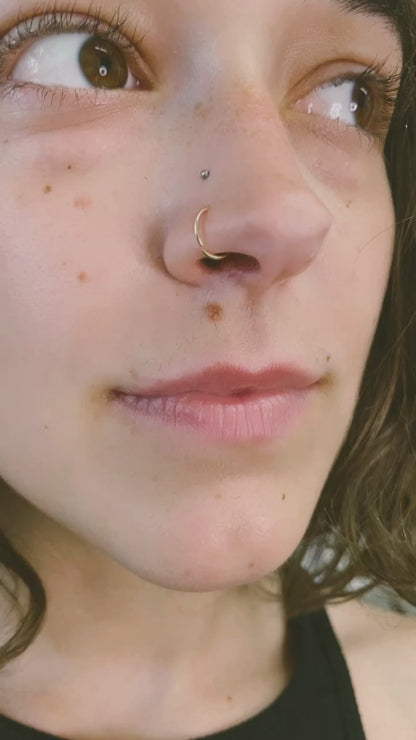 Nose or Lip Ring Huggie Hoop in Solid Gold, Rose Gold or White Gold