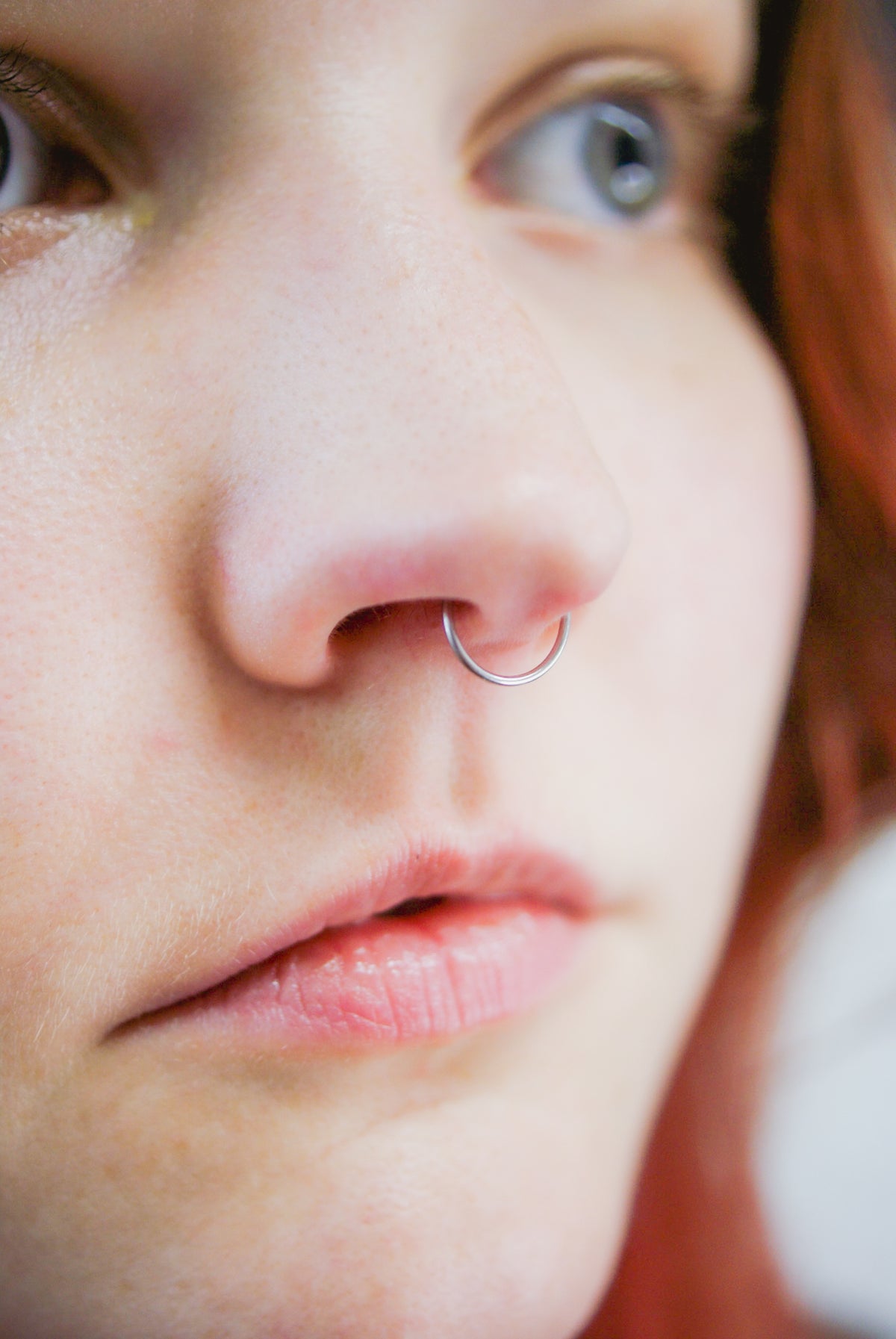 Nose or Lip Ring Huggie Hoop in Solid Gold, Rose Gold or White Gold