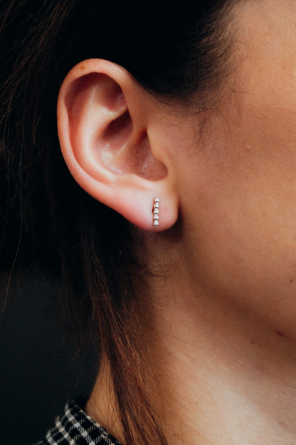 Mini Bead Bar Stud Earrings, Gold Fill, Rose Gold Fill, or Sterling Silver
