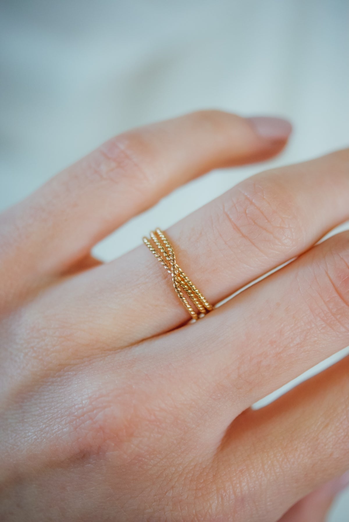 Twist Overlap Ring, Solid 14K Gold