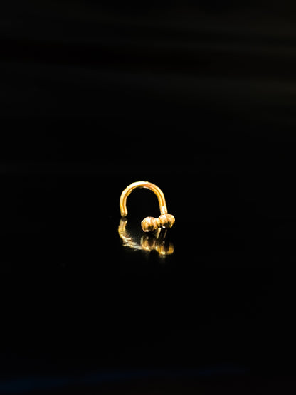 Tiny Bead Nose Stud, Solid 14K Gold