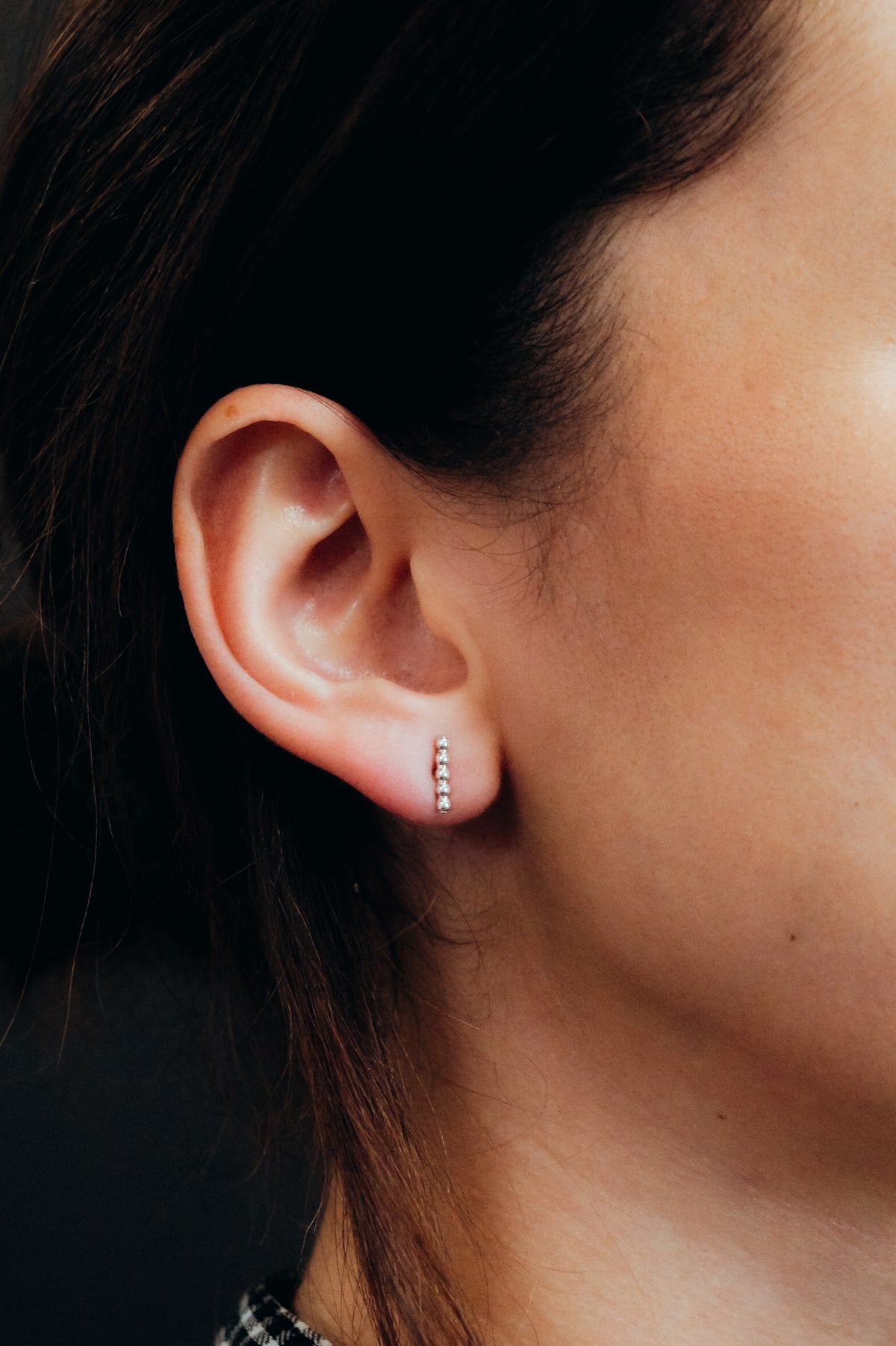 Mini Bead Bar Stud Earrings, Gold Fill, Rose Gold Fill, or Sterling Silver