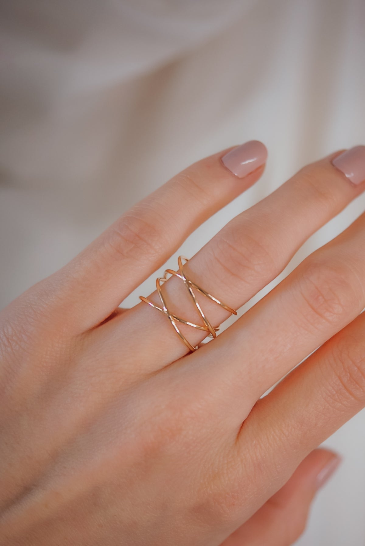 Large Wraparound Ring, Solid 14K Rose Gold