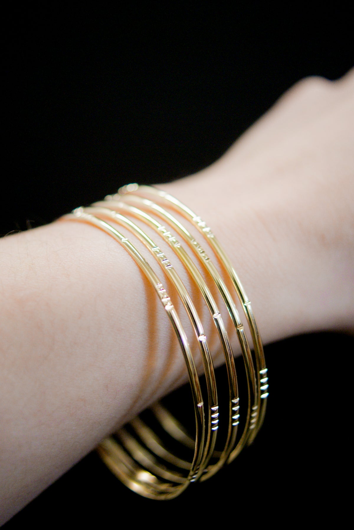 Lined Bangle Bracelet, Gold Fill, Rose Gold Fill, or Sterling Silver