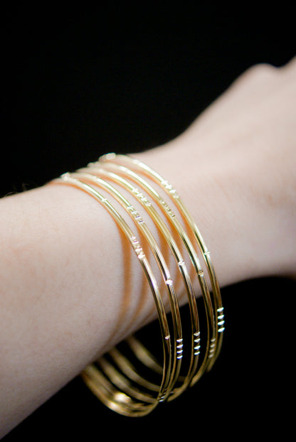 Lined Bangle Bracelet, Gold Fill, Rose Gold Fill, or Sterling Silver