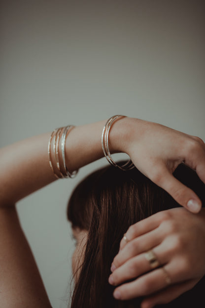 Lined Bangle Bracelet, Gold Fill, Rose Gold Fill, or Sterling Silver