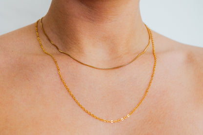 Mid-Length Textured Necklace Set of 2 Chains in Gold Fill, Rose Gold Fill, or Sterling Silver