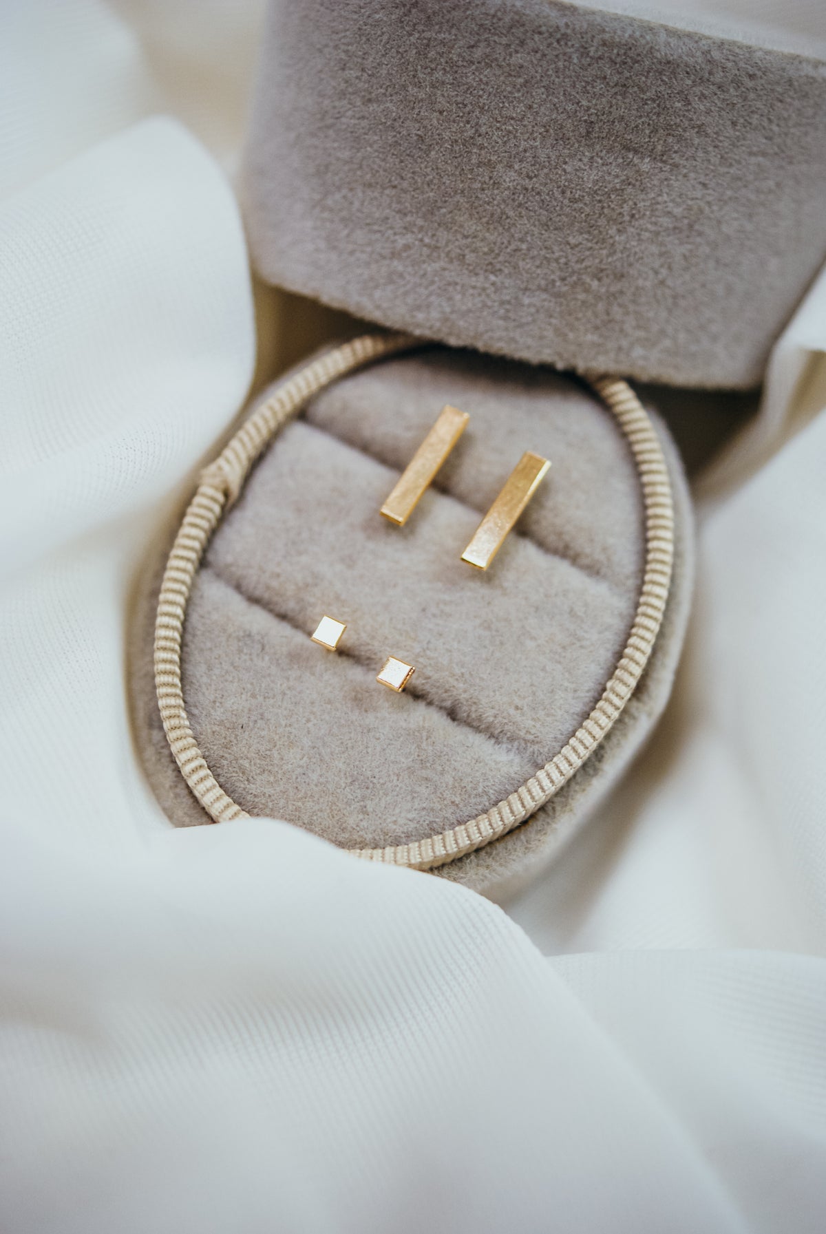 Square Mirror Stud Earrings in Solid Gold
