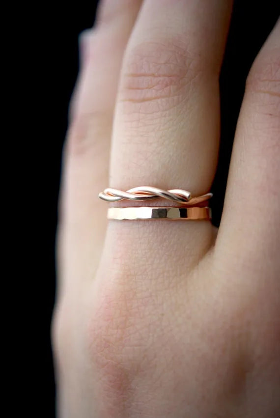 Barbed Wire Ring, Solid 14K Rose Gold