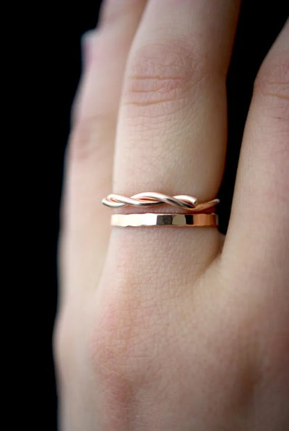 Barbed Wire Ring, Solid 14K Rose Gold